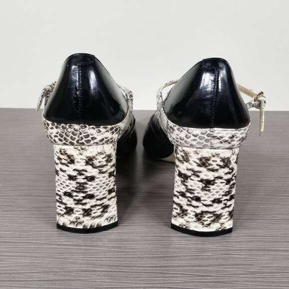 Marc Fisher Zullys Snake Embossed Mary Jane Pump, Black Leather, Womens Size 9 M - Picture 5 of 13